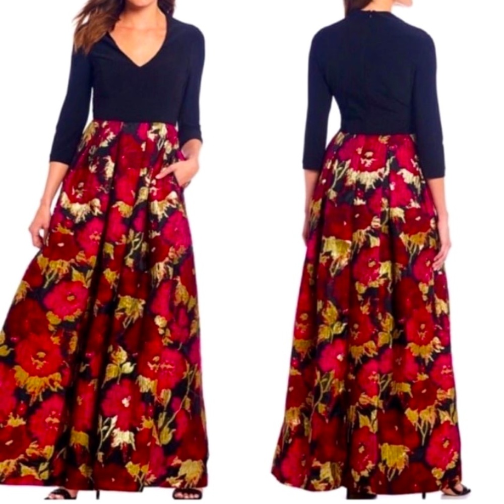 Eliza J Jacquard Floral Print Ballgown size 8 NWT